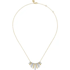 Best Gabriel & Co. 14K White Yellow Gold Graduating Diamond Pendant Necklace