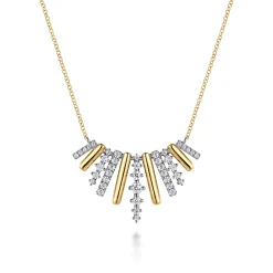 Best Gabriel & Co. 14K White Yellow Gold Graduating Diamond Pendant Necklace