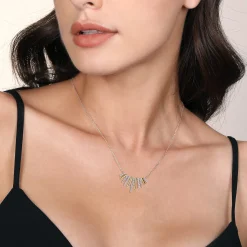 Best Gabriel & Co. 14K White Yellow Gold Graduating Diamond Pendant Necklace