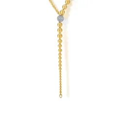 Hot Gabriel & Co. 14K White Yellow Gold Graduating Bujukan Beads and Diamond Y Necklace