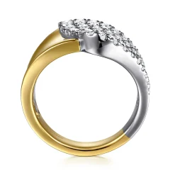 Best Gabriel & Co. 14K White Yellow Gold Graduating Diamond Bypass Ring