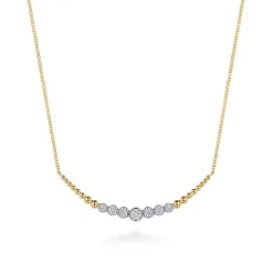 Gabriel & Co. 14K White Yellow Gold Graduating Bujukan and Diamond Bar Necklace