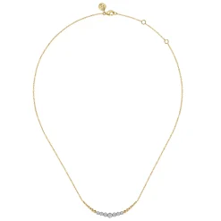 Gabriel & Co. 14K White Yellow Gold Graduating Bujukan and Diamond Bar Necklace