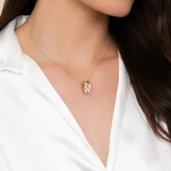 Clearance Gabriel & Co. 14K White Yellow Gold Graduating Diamond and Diamond Cut Pendant Necklace