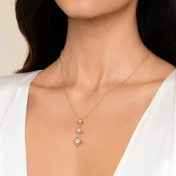 Discount Gabriel & Co. 14K White Yellow Gold Graduating Diamond Flower Pendant Drop Necklace
