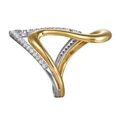 Hot Gabriel & Co. 14K White Yellow Gold Graduating Diamond Twisted Ring