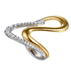 Hot Gabriel & Co. 14K White Yellow Gold Graduating Diamond Twisted Ring