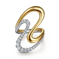 Hot Gabriel & Co. 14K White Yellow Gold Graduating Diamond Twisted Ring