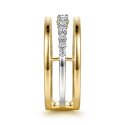 Best Gabriel & Co. 14K White Yellow Gold Graduating Diamond Easy Stackable Ring