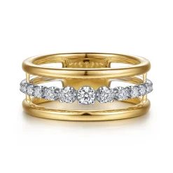 Best Gabriel & Co. 14K White Yellow Gold Graduating Diamond Easy Stackable Ring