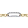 Clearance Gabriel & Co. 14K White Yellow Gold Hollow Tube Link Diamond Bracelet