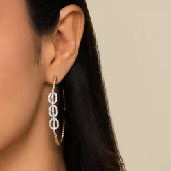 Hot Gabriel & Co. 14K White-Yellow Gold 50mm Bujukan Diamond Hoop Earrings