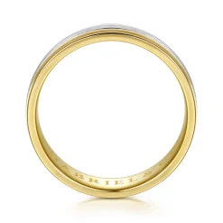 Discount Gabriel & Co. 14K White-Yellow Gold 4mm - Men's Wedding Band in Horizontal Brush Finish