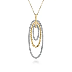 Best Gabriel & Co. 14K White-Yellow Gold Multi Oval Bujukan Diamond Pendant Necklace