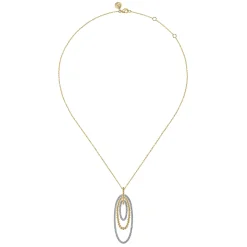 Best Gabriel & Co. 14K White-Yellow Gold Multi Oval Bujukan Diamond Pendant Necklace