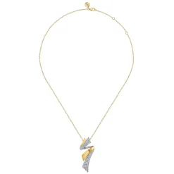 Gabriel & Co. 14K White Yellow Gold Multi Row Graduating Diamond Bypass Pendant Necklace