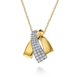 New Gabriel & Co. 14K White Yellow Gold Multi Row Graduating Diamond Pendant Necklace
