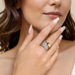 Clearance Gabriel & Co. 14K White Yellow Gold Pave Diamond Ring