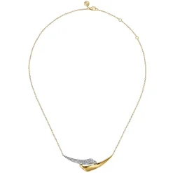 Online Gabriel & Co. 14K White Yellow Gold Pave Diamond Bypass Bar Necklace