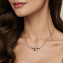 Online Gabriel & Co. 14K White Yellow Gold Pave Diamond Bypass Bar Necklace