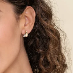 Clearance Gabriel & Co. 14K White Yellow Gold Pave Diamond Spike J Hoop Earrings