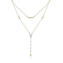 Hot Gabriel & Co. 14K White Yellow Gold Pave Diamond Layered Chevron Necklace