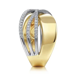 Sale Gabriel & Co. 14K White-Yellow Gold Polished and Diamond Bands Criss Cross Ring