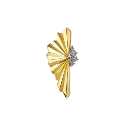 Gabriel & Co. 14K White Yellow Gold Radiant Fan Diamond Cut and Cluster Diamond Stud Earrings
