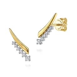 Online Gabriel & Co. 14K White Yellow Gold Spike Graduating Diamond Ear Climber Earrings