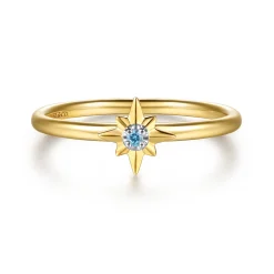 Best Gabriel & Co. 14K White Yellow Gold Star and Blue Topaz Stackable Ring