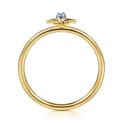 Best Gabriel & Co. 14K White Yellow Gold Star and Blue Topaz Stackable Ring