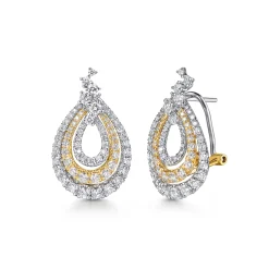 Online Gabriel & Co. 18K White Yellow Gold Triple Teardrop Diamond Huggies