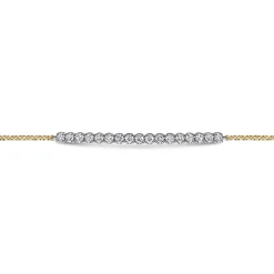 Best Gabriel & Co. 14K White Yellow Gold White Sapphire Bar Bracelet
