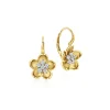 Best Gabriel & Co. 14K Yellolw Gold Leverback FlowerEarrings with Diamond Center