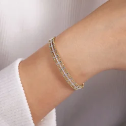 Discount Gabriel & Co. 14K Yellow and White Gold Bujukan Diamond Cuff Bangle
