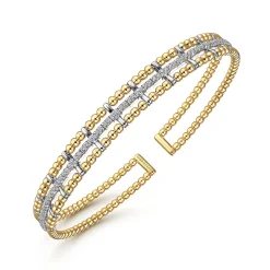 Discount Gabriel & Co. 14K Yellow and White Gold Bujukan Diamond Cuff Bangle