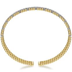 Discount Gabriel & Co. 14K Yellow and White Gold Bujukan Diamond Cuff Bangle