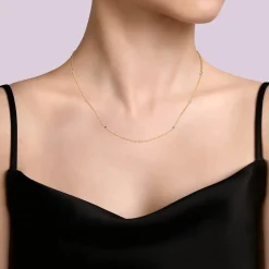Best Gabriel & Co. 14K Yellow and White Gold Diamond Station Necklace