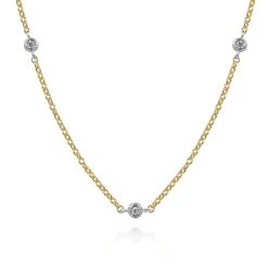 Best Gabriel & Co. 14K Yellow and White Gold Diamond Station Necklace