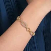 Gabriel & Co. 14K Yellow and White Gold Diamond Bracelet with Alternating Links
