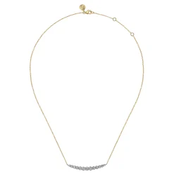 Gabriel & Co. 14K Yellow and White Gold Graduating Diamond Bar Necklace