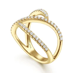 Hot Gabriel & Co. 14K Yellow Gold Abstract Diamond Bypass Wrap Ring