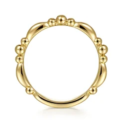 Discount Gabriel & Co. 14K Yellow Gold Alternating Bar and Bujukan Bead Stackable Ring