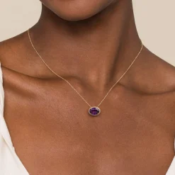 Discount Gabriel & Co. 14K Yellow Gold Amethyst and Bujukan Double Pendant Necklace