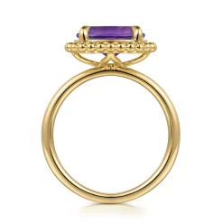 Best Gabriel & Co. 14K Yellow Gold Amethyst Bujukan Ladies Ring