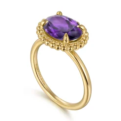 Best Gabriel & Co. 14K Yellow Gold Amethyst Bujukan Ladies Ring