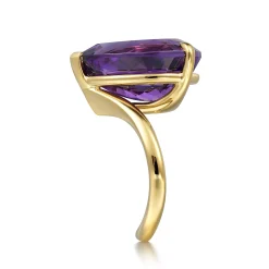 Clearance Gabriel & Co. 14K Yellow Gold Amethyst Pear Shape Ladies Ring