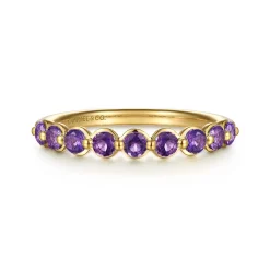 Best Gabriel & Co. 14K Yellow Gold Amethyst Stackable Ring