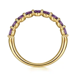 Best Gabriel & Co. 14K Yellow Gold Amethyst Stackable Ring