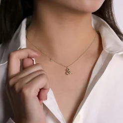 Hot Gabriel & Co. 14K Yellow Gold Ampersand Pendant Necklace with Bezel Set Diamond Drop